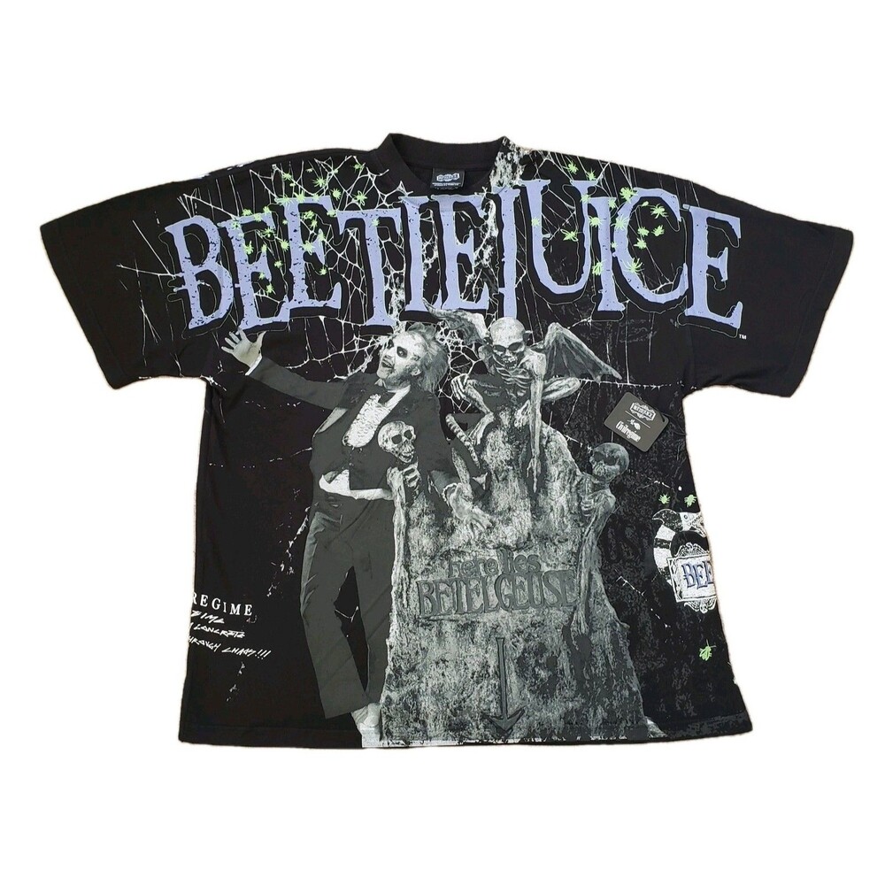 NWT Civil Regime X Beetlejuice Here Lies Medium OVERSIZED Double Side T-Shirt